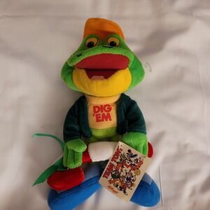 Sugar Smacks Vtg Dig 'Em Plush Green Frog‎ With Candy Cane 2001